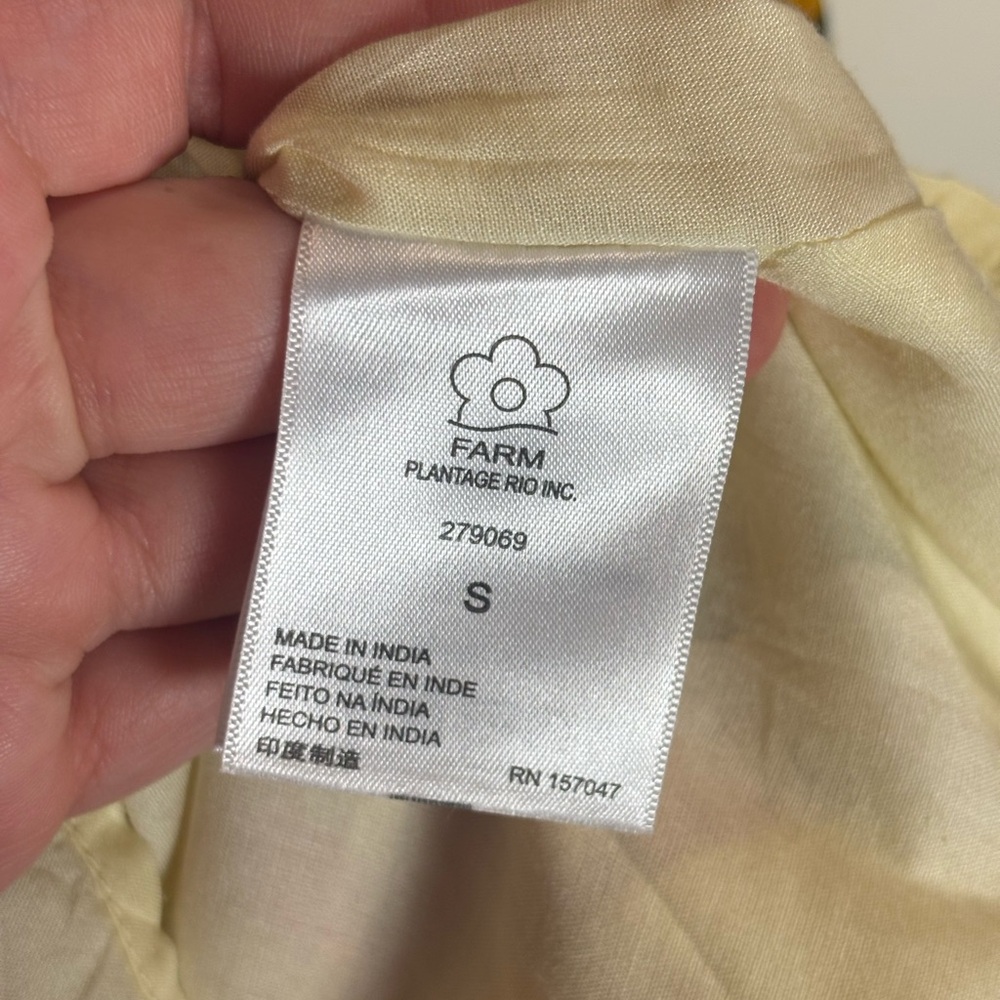 Farm Rio Anthropologie NWT Puff Sleeve Mini Dress in Yellow Floral Motif Small - Picture 8 of 11